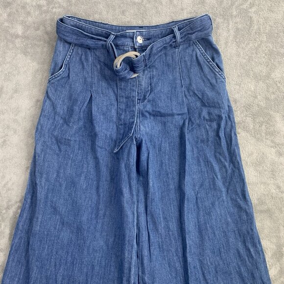 Pilcro and The Letterpress Jeans Women 2 Anthropologie Wide Leg Crop Belted Boho - Picture 8 of 14
